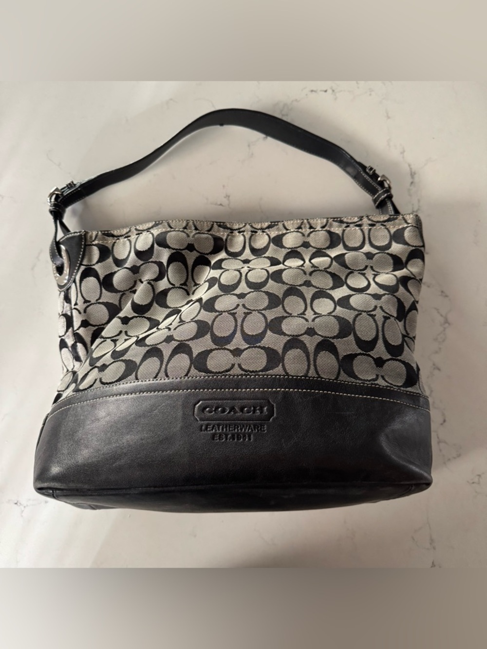 Coach Signature Canvas with Leather trim hobo style